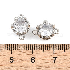 真鍮舗装クリアキュービックジルコニアコネクタチャーム  花のリンク  プラチナ  13x9x7mm  穴：1.2mm&nbsp;CU-CBAA6E8-11P