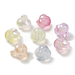 UVメッキ 光る虹色アクリルパーツ  グリッターペンダント  暗闇で光る  ローズ  ミックスカラー  15x13.5x16mm  穴：2.5mm&nbsp;LACR-R001-14A
