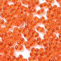 ガラスシードビーズ  透明色  ピーナッツ  ダークオレンジ  3~3.5x6x3mm  穴：1.2mm  約4500個/ポンド&nbsp;SEED-A033-03B-01