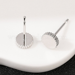 女性のための真鍮のスタッドピアス  花  プラチナメッキ  6mm&nbsp;EJEW-G441-03P