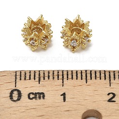 真鍮製マイクロパヴェキュービックジルコニアビーズ  花  18KGP本金メッキ  6.5x6.5mm  穴：2mm&nbsp;KK-B142-22G