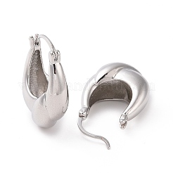 女性用真鍮ツイストティアドロップフープピアス  プラチナメッキ  27.5x19x9.5mm  ピン：16x0.8~1.6mm&nbsp;EJEW-C008-28P