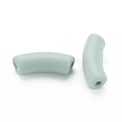 不透明なアクリルビーズ  カーブチューブ  アクアマリン  36x13.5x11.5mm  穴：4mm  約148個/500g&nbsp;MACR-S372-001B-13-4405