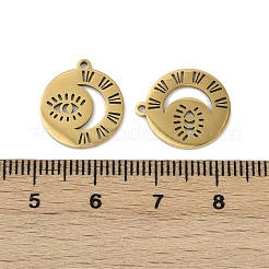 ステンレスペンダント201個  レーザー切断  ナザールボンジュウのチャーム  ゴールドカラー  16x14x1mm  穴：1mm&nbsp;STAS-U052-02A-G