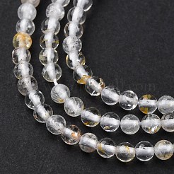 ナチュラルホワイトトパーズビーズ連売り  ラウンド  3mm  穴：0.7mm  約136個/連  15.35''（39センチメートル）&nbsp;G-RM2025-B04-3mm