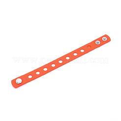 キッズシリコンコードブレスレット  プラチナメッキ鉄パーツ  トマト  7-1/8インチ（18cm）  15x2.5mm  穴：6mm&nbsp;LS-BJEW-WH0011-02L
