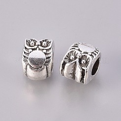 合金ヨーロピアンビーズ  カドミウムフリー＆鉛フリー  ハロウィン  フクロウ  アンティークシルバー  10x8x8mm  穴：4.5mm&nbsp;MPDL-ZN47088-AS-LF