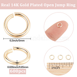 真鍮製オープン丸カン6袋  リング  14KGP本金メッキ  5.5x0.5mm  内径：3.5mm  100個/袋&nbsp;KK-BBC0027-73