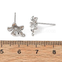 シェグレース 真鍮 マイクロパヴェ キュービックジルコニア ピアス スタッドピアス金具  花  カン付き  カドミウムフリーと鉛フリー＆ニッケルフリー  プラチナ  12x10mm  穴：1mm  ピン：11x0.8mm&nbsp;XGRQ6M521-909P