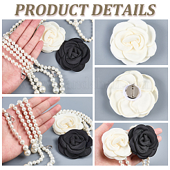 1D布花プラスチック模造真珠ビーズチェーンベルト3個  フローラルホワイト  1025x8~13.5mm&nbsp;DIY-CP0013-06B