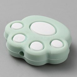 猫の足跡の食品グレードの環境に優しいシリコーン焦点ビーズ  甘露  23.5x28x8.5mm  穴：2mm&nbsp;SIL-WH0012-040G