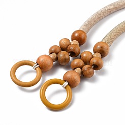 ウッドビーズバッグハンドル  バッグハンドル交換用アクセサリー  砂茶色  485x14mm  穴：27mm&nbsp;FIND-H209-02A