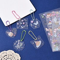 DIYアクリルキーホルダー作成キット  透明なアクリルディスクの大きなペンダント付き  ペットの粘着ステッカー  ボールチェーン  ミックスカラー&nbsp;DIY-YW0012-35