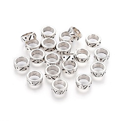 チベット風合金ヨーロピアン大穴ビーズ  ドーナツ  カドミウムフリー＆鉛フリー  アンティークシルバー  8x3mm  穴：6mm&nbsp;X-TIBE-1266-AS-LF