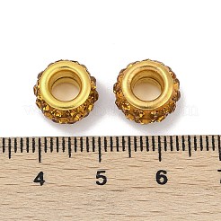 合金ラインストーン粘土パヴェビーズ  ロンデル  ペルー  11.5x6.5mm  穴：5mm&nbsp;ALRI-D300-04G-14