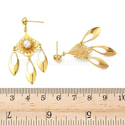 電気メッキ真鍮シャンデリアピアス  菱形  ゴールドカラー  49x23mm&nbsp;EJEW-Z129-17G