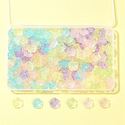 180個6色透明アクリルビーズ  ローズ  ミックスカラー  17.5x18x6.5mm  穴：1.6mm  約30PCS /カラー&nbsp;OACR-FS0001-91