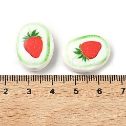 手作りの陶器ビーズ  オーバル  印刷  混合図形  20.5~21.5x16.5~17.5x7.5mm  穴：3mm&nbsp;PORC-K010-09