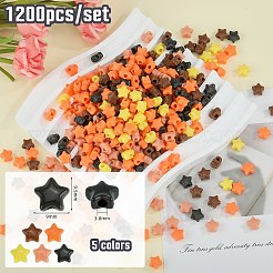 1200 個 5 色不透明アクリルビーズ  スター  ミックスカラー  9x9.5x5.5mm  穴：2.5mm&nbsp;MACR-SZ0001-88