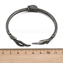 レトロな316サージカルステンレススチール製カフバングル  ブランチ  アンティークシルバー  1/2インチ（1.3cm）  内径：2-1/2x 2-1/4インチ（6.4x5.7cm）&nbsp;BJEW-C125-10AS