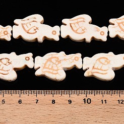 合成ターコイズビーズ連売り  染め  リス  アンティークホワイト  29.5~30x18~18.5x6.5mm  穴：1.2mm  約13個/連  15.04''（38.2センチメートル）&nbsp;UNKW-T001-08