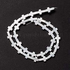 天然トロチッドシェル/トロカスシェルビーズ  クロス  ホワイト  12.5x7x2.5~3mm  穴：0.8mm  約31個/連  15.26インチ（38.75cm）&nbsp;SSHEL-O0001-22A