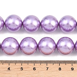 電気めっきシェルパールビーズ連売り  ラウンド  洗練された  スムーズ  パープル  14~14.5mm  穴：1~1.2mm  約28個/連  15.87''（40.3センチメートル）&nbsp;BSHE-F018-01