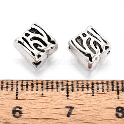 チベット風合金ビーズ  菱形  アンティークシルバー  9x9x4.5mm  穴：1.6mm&nbsp;TIBE-N013-08AS