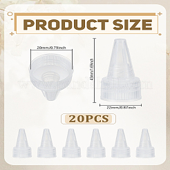 PPチップキャップ20個  接着剤アプリケーター ボトル ねじ込み蓋  コーン  ホワイト  4.3x2.2cm  内径：2のCM&nbsp;KY-LP0001-18