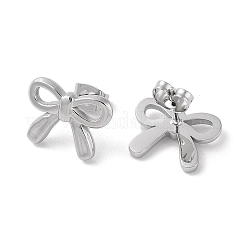 変色しない304ステンレススチールスタッドピアス  女性のための  蝶結び  ステンレス鋼色  11.7x15.3mm&nbsp;EJEW-S227-30P-05