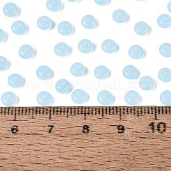透明ガラスシードビーズ  ドーナツ  模造ゼリー  ライトスカイブルー  4.5x2.5mm  穴：1mm  約7031個/ポンド&nbsp;SEED-Q041-01I