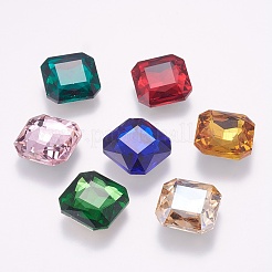K9ガラスラインストーンカボションを指し示した  多面カット  バックメッキ  正方形  ミックスカラー  18x18x6mm&nbsp;RGLA-F048-M