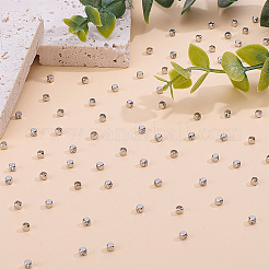真鍮製スペーサービーズ500個  キューブ  プラチナメッキ  2x2x2mm  穴：1.2mm&nbsp;KK-GO0002-42