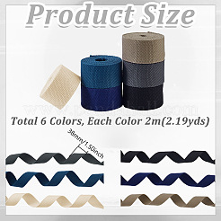 12m 6色ポリコットンリボン  洋服アクセサリー用  ミックスカラー  1-1/2インチ（38mm）  2m /カラー&nbsp;OCOR-GA0002-83