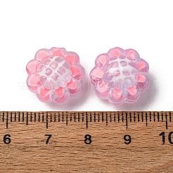 ガラスエナメルビーズ  手描きのビーズ  ヒマワリ  ショッキングピンク  15x8.5~9mm  穴：1.2mm&nbsp;GLAA-C038-02G
