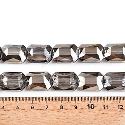 電気メッキ透明ガラスビーズ連売り  半分メッキ  多面カット  長方形  キャメル  18x13x7.8mm  穴：1mm  約40個/連  28.74インチ（73cm）&nbsp;EGLA-WH0005-02C-06
