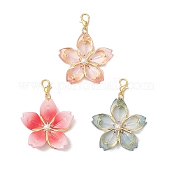 3個 3色ガラス ザクロの花のペンダント装飾  バッグ飾り用の合金製ロブスター クロー クラスプ チャーム  ミックスカラー  50~53mm  1pc /カラー&nbsp;HJEW-JM03399