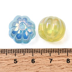 UVメッキ不透明樹脂ビーズ  虹色の  カボチャ  ミックスカラー  16.5x13.5mm  穴：3mm&nbsp;RE-CBA2450-06