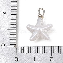 真鍮とABSプラスチックのパールペンダント  ラックめっき  長持ちメッキ  鉛フリー＆カドミウムフリー  プラチナ  ヒトデチャーム  20x15x8mm  穴：3x2mm&nbsp;PL-CBAEB37-01A-P