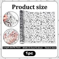 TPU印刷フィルム  花模様の長方形  ブラック  2002x335x0.3mm&nbsp;DIY-WH0349-535A