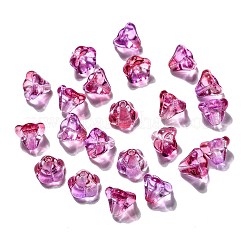 透明なチェコのガラスビーズ  ツートン  花  赤ミディアム紫  10x8mm  穴：2mm  約120個/袋&nbsp;GLAA-G070-05D-012