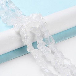 生の粗い天然結晶のクォーツビーズ連売り  ナゲット  4~11x4.5~14.5x4.5~14.5mm  穴：0.8mm  約41~43個/連  15.35~15.94''（39~40.5センチメートル）&nbsp;G-B065-C12
