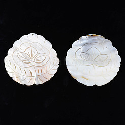 天然淡水シェルの大きなペンダント  花  貝殻色  68.5~69.5x69~70x1~5.5mm  穴：2mm&nbsp;SHEL-S276-160