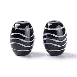 チベット風ジービーズ  天然石瑪瑙ビーズ  染め＆加熱  オーバル  波の模様  13.5x10mm  穴：1.2mm&nbsp;TDZI-Z001-21