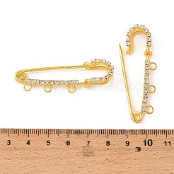 鉄製ラインストーン安全ピンブローチ金具  トリプルループのキルトピン  ゴールドカラー  51x16x8mm&nbsp;JEWB-E045-01A-G