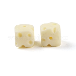 合成シェルと樹脂ビーズ  キューブチーズ  ベージュ  9.5x9.5x9.5mm  穴：1.2mm&nbsp;BSHE-G036-19