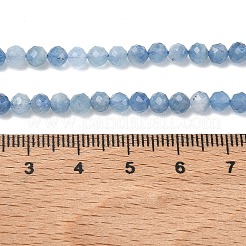 ナチュラル デビル ブルー アクアマリン ビーズ 連売り  多面カット  ラウンド  4mm  穴：0.7mm  約95個/連  15.16''（38.5センチメートル）&nbsp;LS-G-P629-A03-03