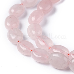 天然石ローズクォーツビーズ連売り  オーバル  8x6x3.5~4mm  穴：1mm  約45~52個/連  15.16~15.74インチ（38.5~40cm）&nbsp;LS-G-Z006-A25