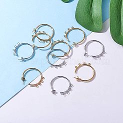 304ステンレススチールスタッドピアス金具  ループとイヤーナット付き  ゴールデン·ステンレス鋼色  32x33.5x2mm  穴：2mm  ピン：0.8mm  20個/箱&nbsp;STAS-UN0001-22