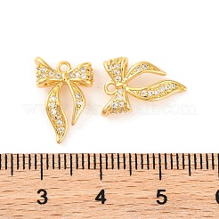 真鍮マイクロパヴェクリアキュービックジルコニアペンダント  蝶結び  18KGP本金メッキ  14.3x10.1x3.2mm  穴：1.2mm&nbsp;KK-U017-02G